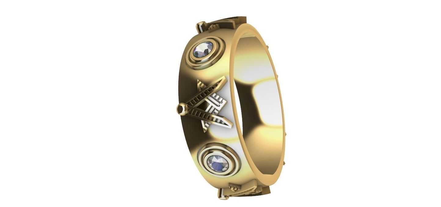 Masonic Compass Ring 3D print model_4