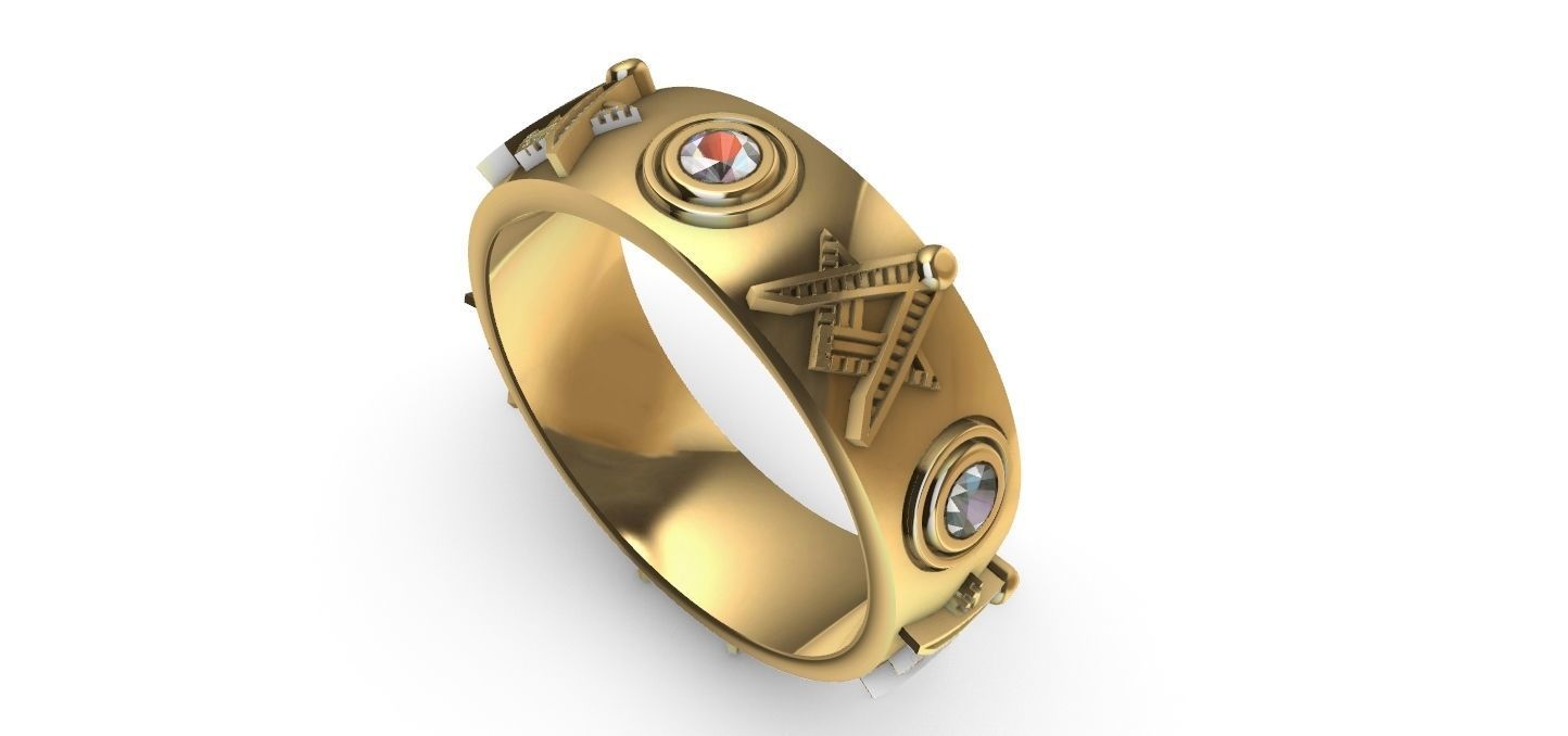 Masonic Compass Ring 3D print model_8