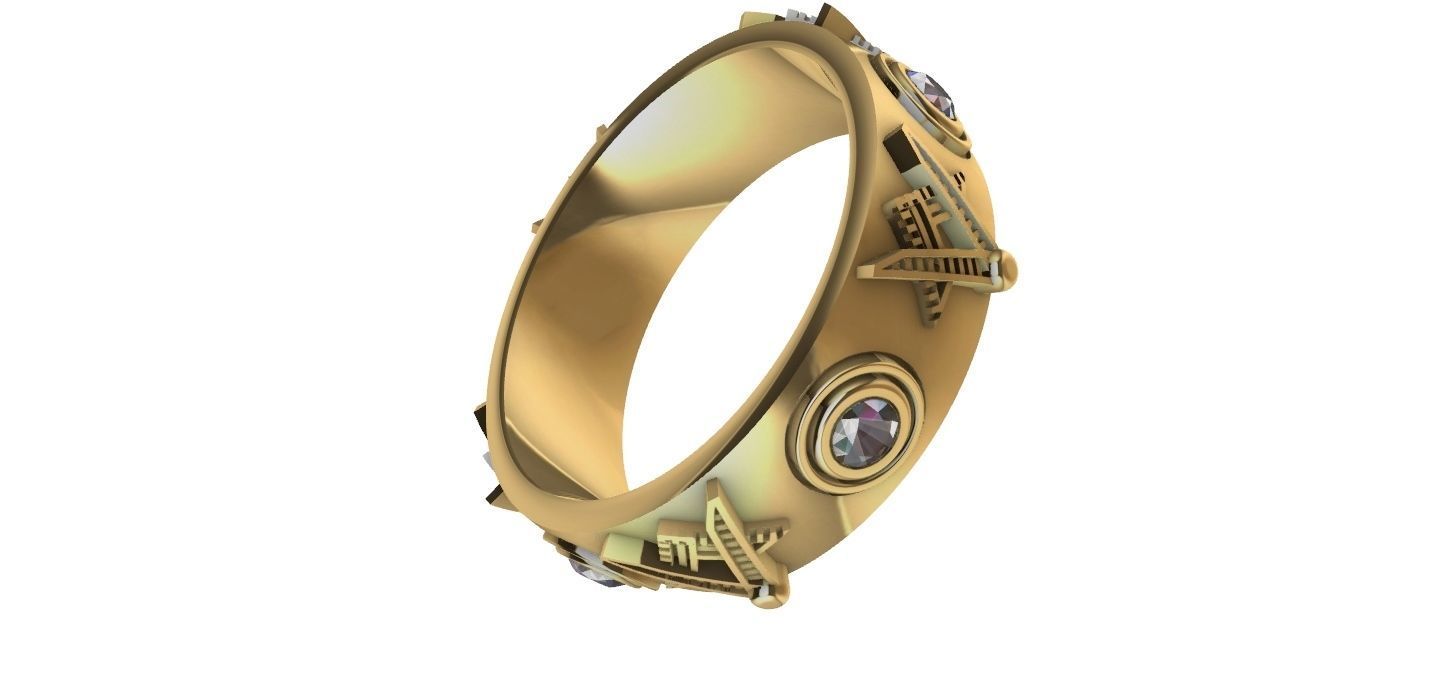 Masonic Compass Ring 3D print model_6