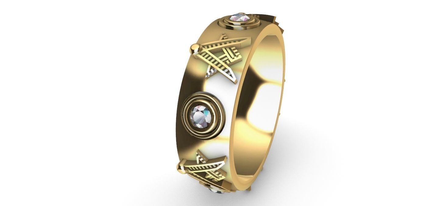 Masonic Compass Ring 3D print model_10