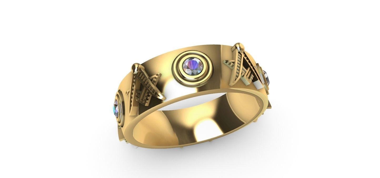 Masonic Compass Ring 3D print model_9