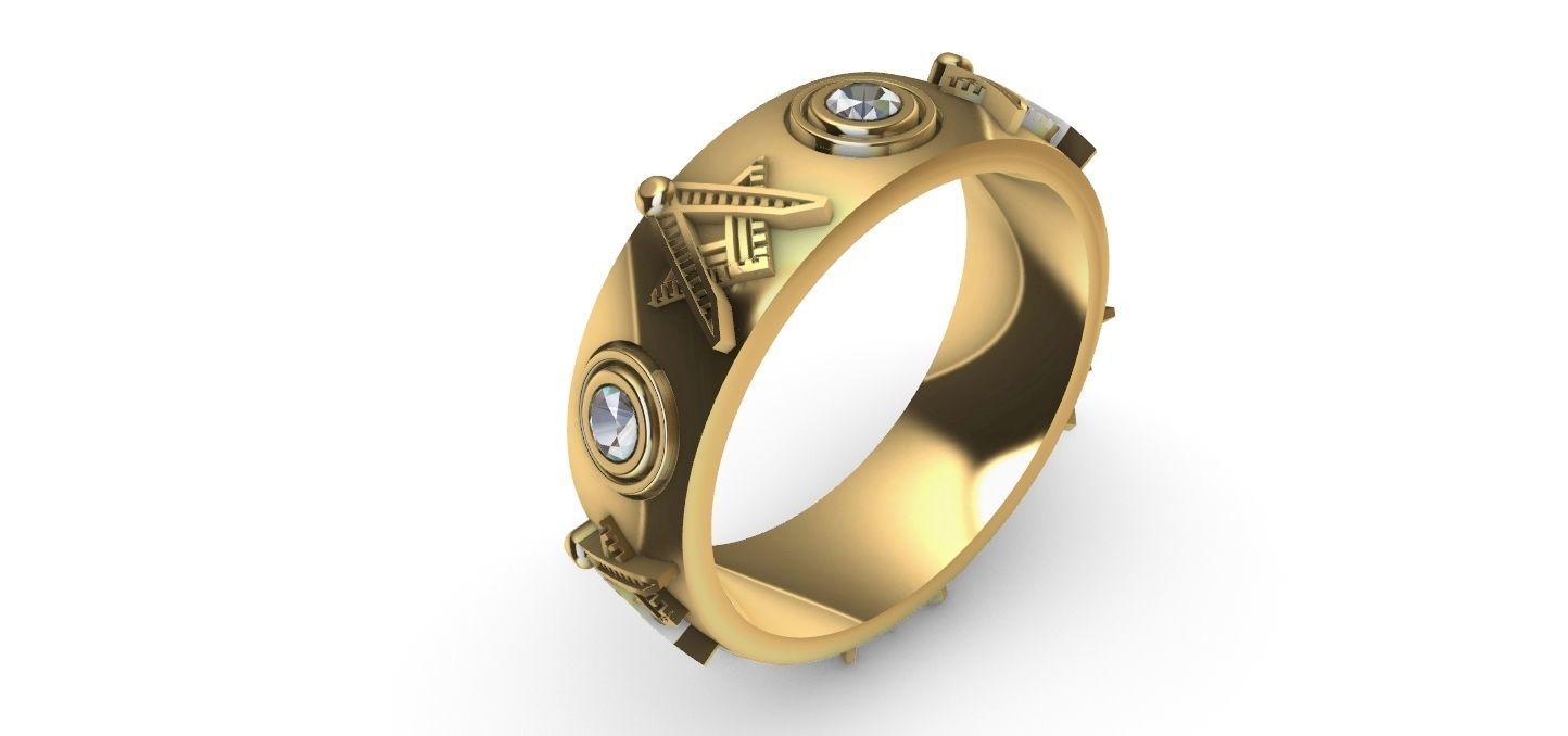 Masonic Compass Ring 3D print model_1