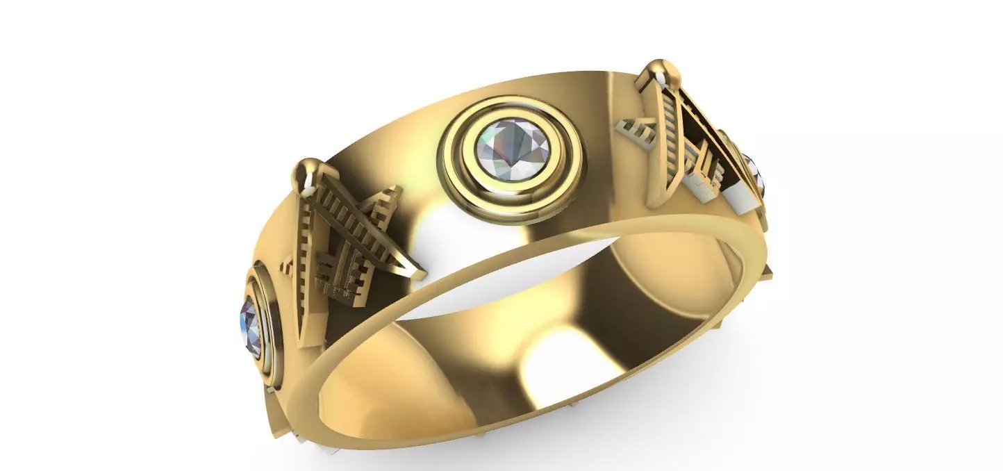Masonic Compass Ring 3D print model_0