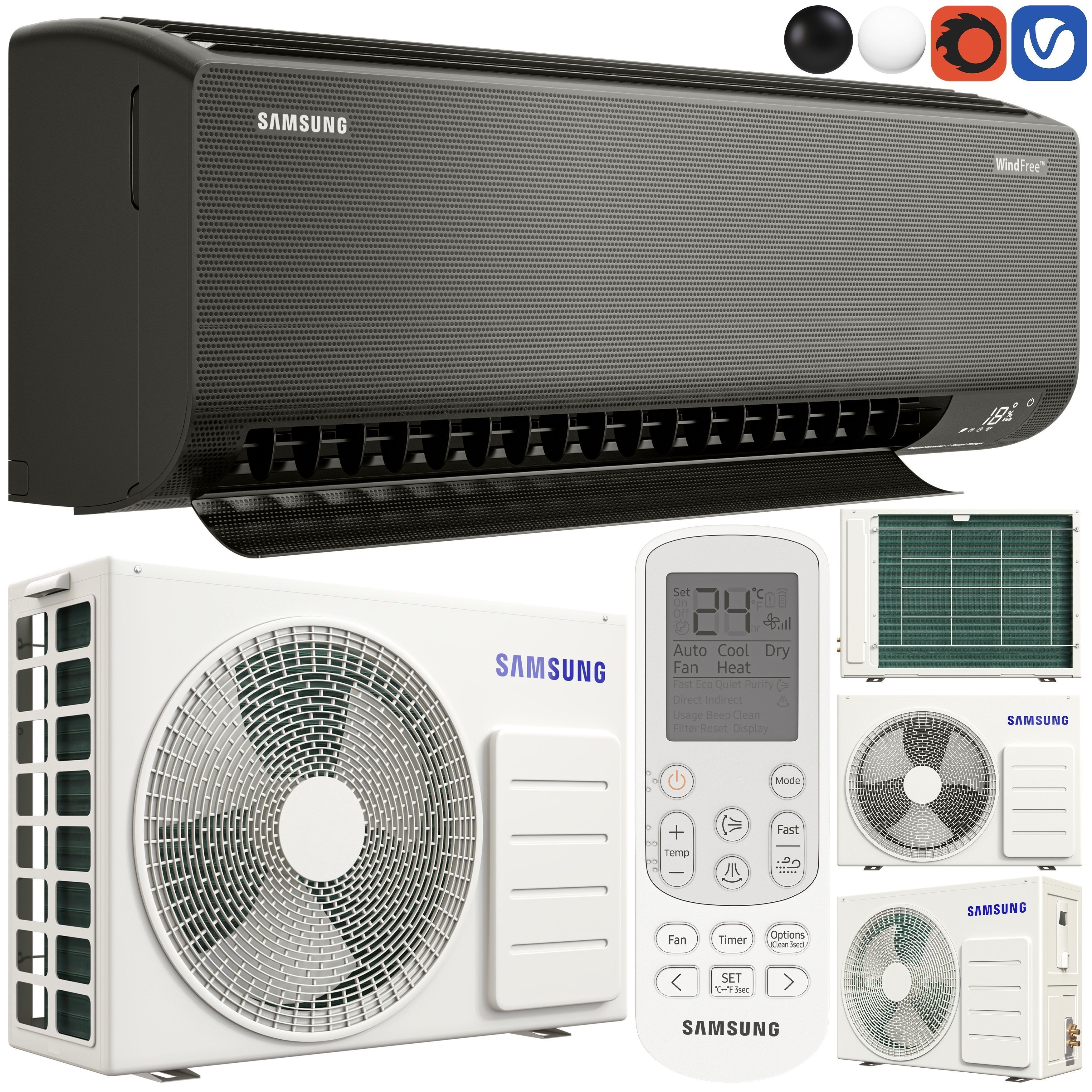samsung air conditioner Low-poly 3D model_3
