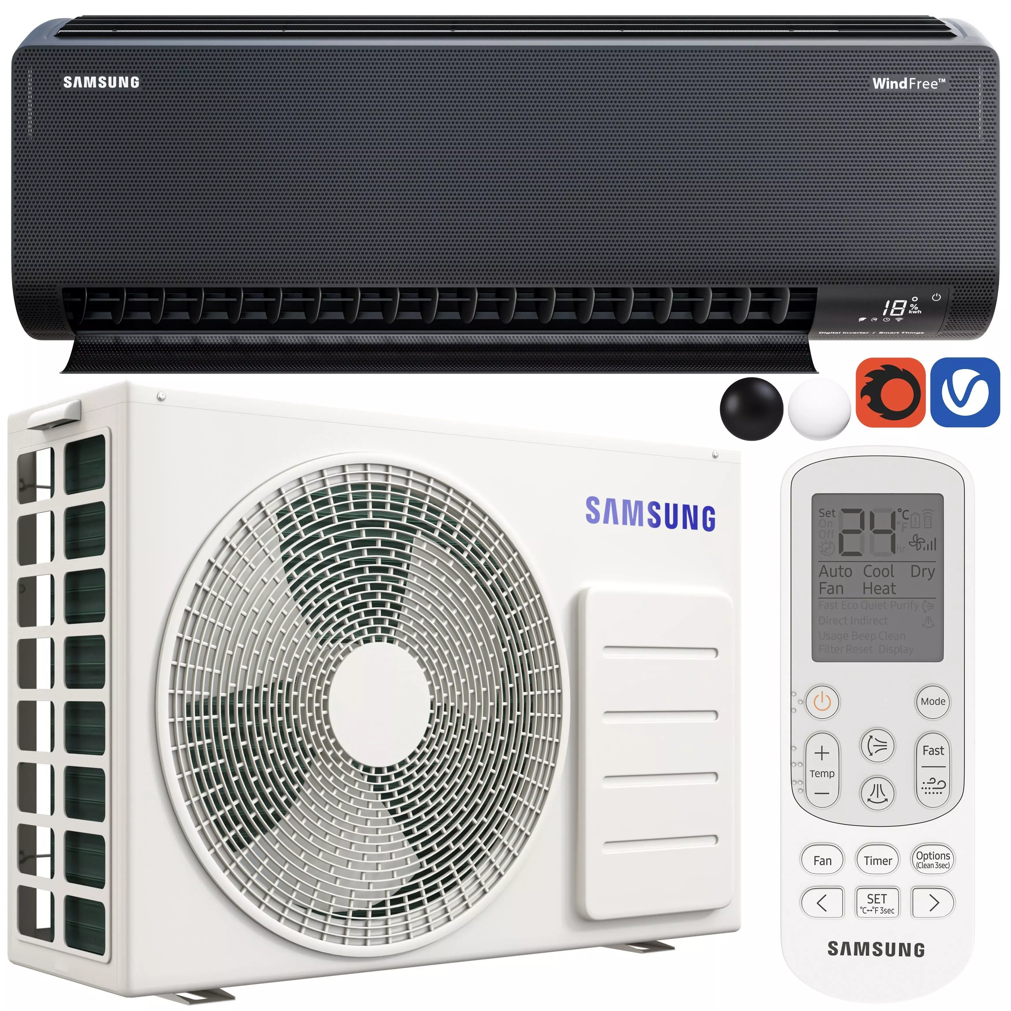 samsung air conditioner Low-poly 3D model_0