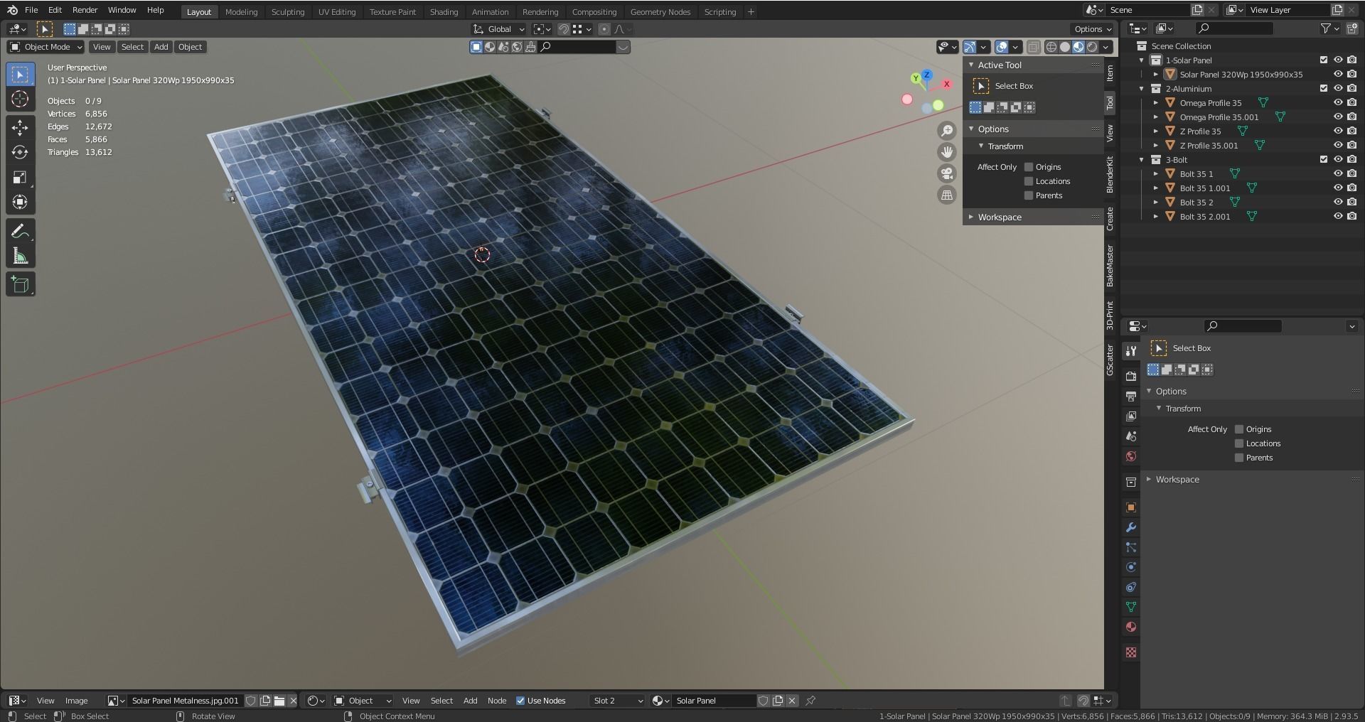 9-Solar Panel 320Wp 1950x990x35mm 3D model_13