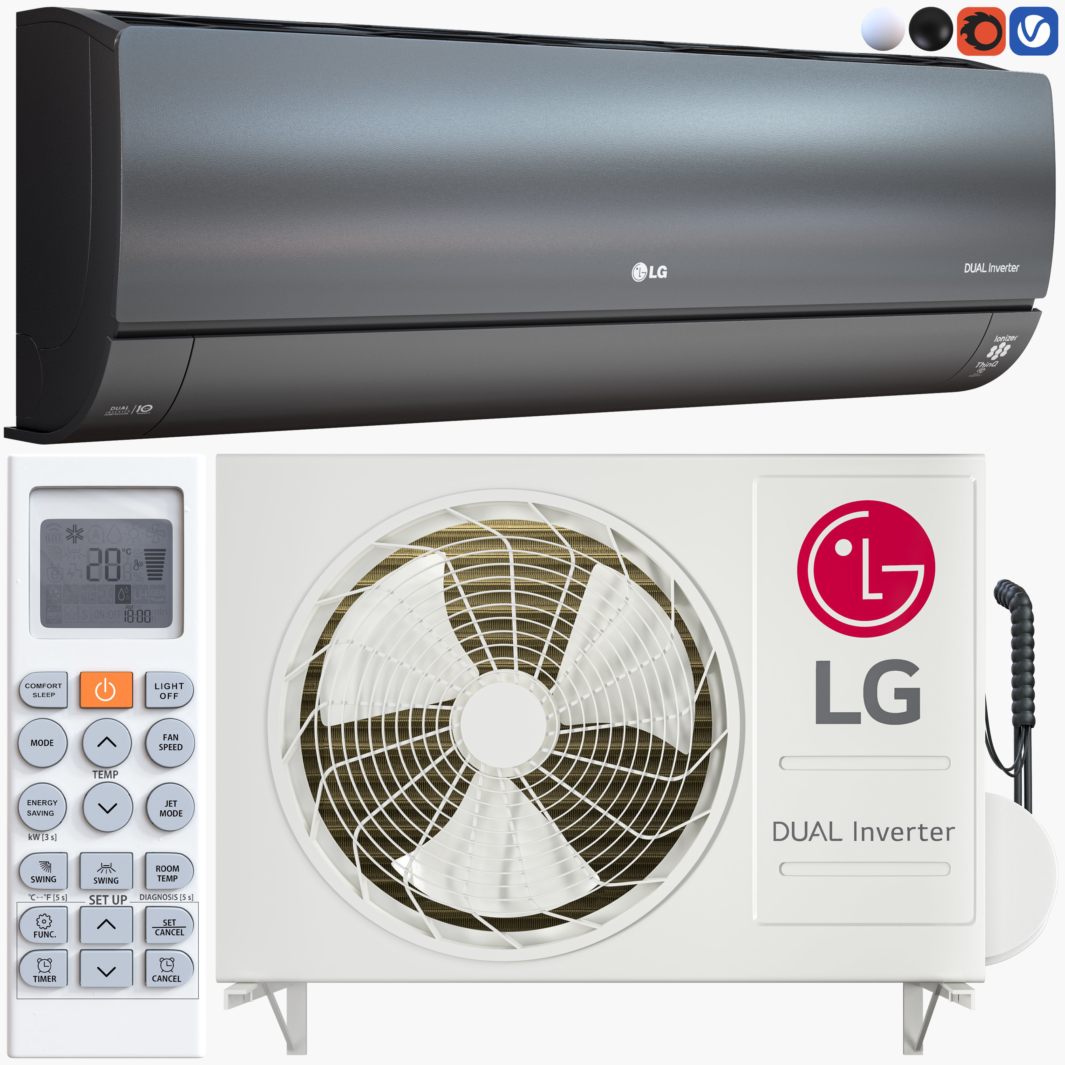 lg air conditioners Low-poly 3D model_1