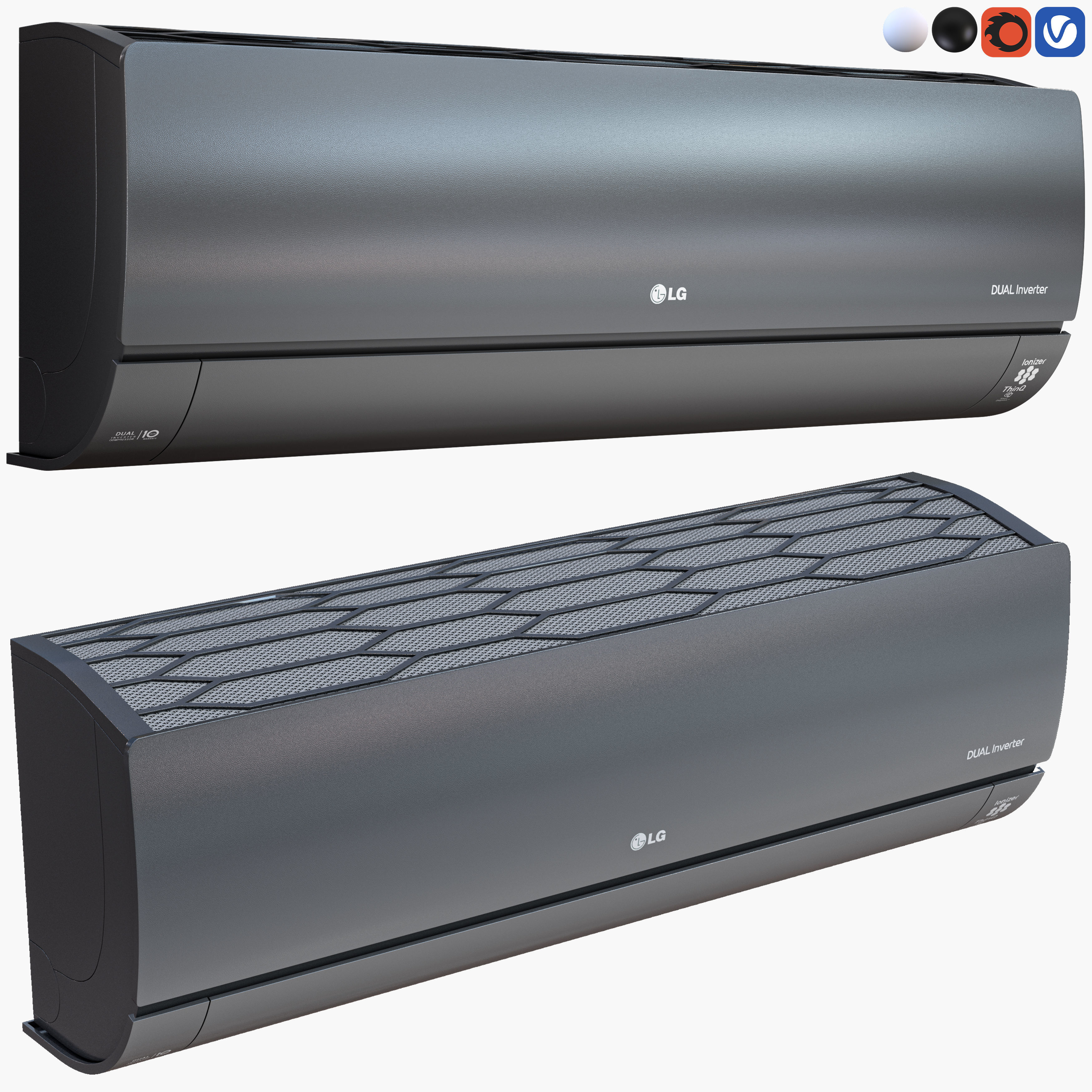 lg air conditioners Low-poly 3D model_14