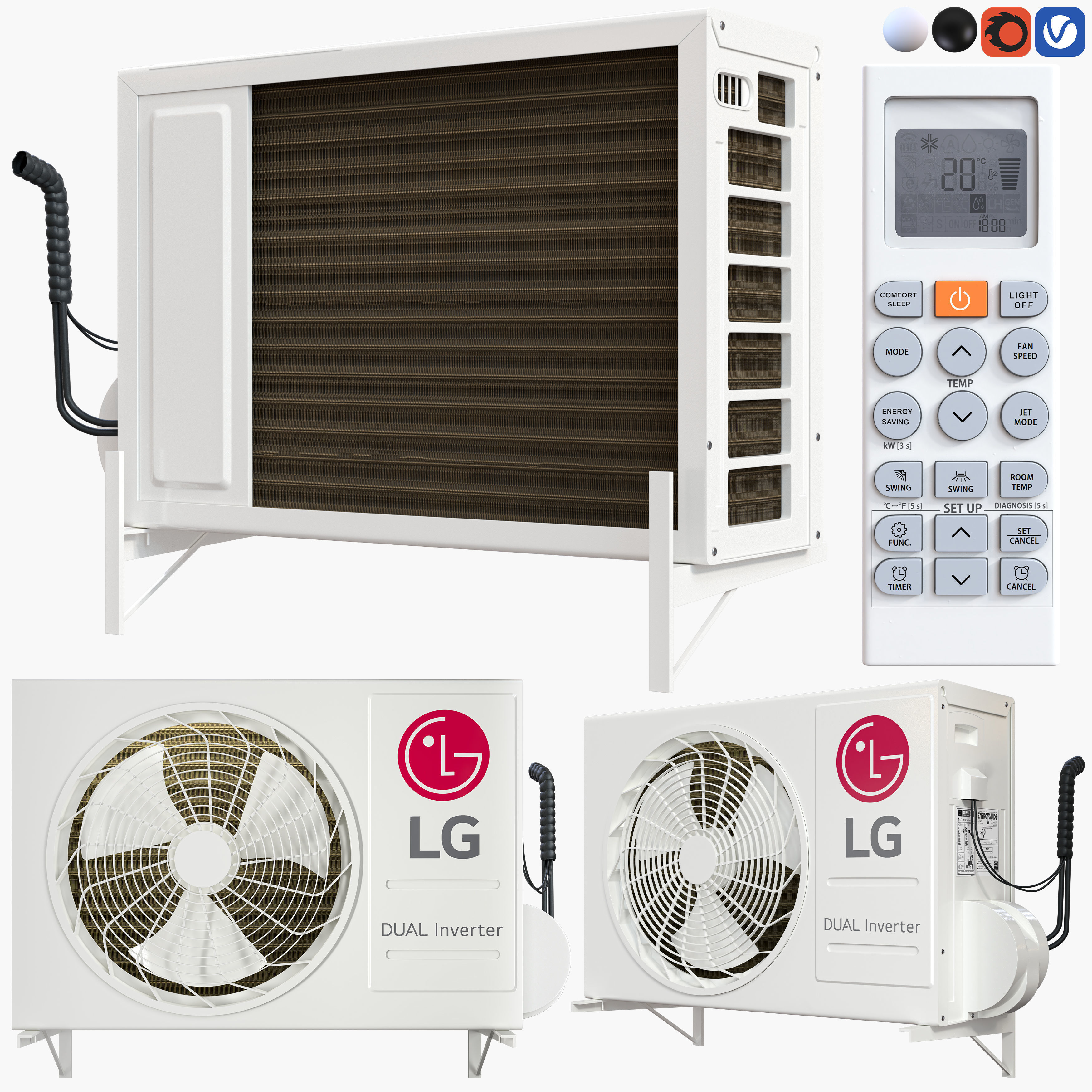 lg air conditioners Low-poly 3D model_3