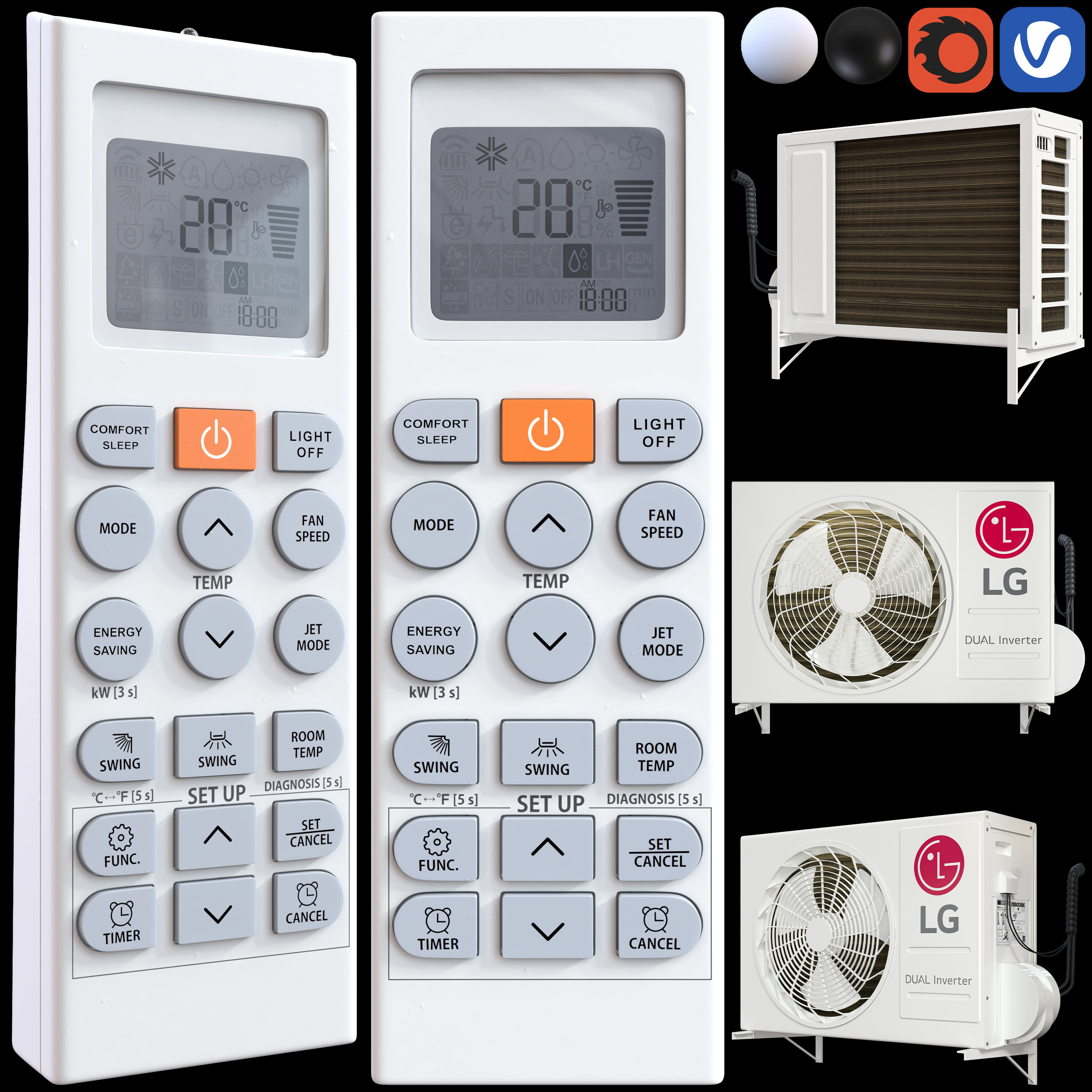 lg air conditioners Low-poly 3D model_2