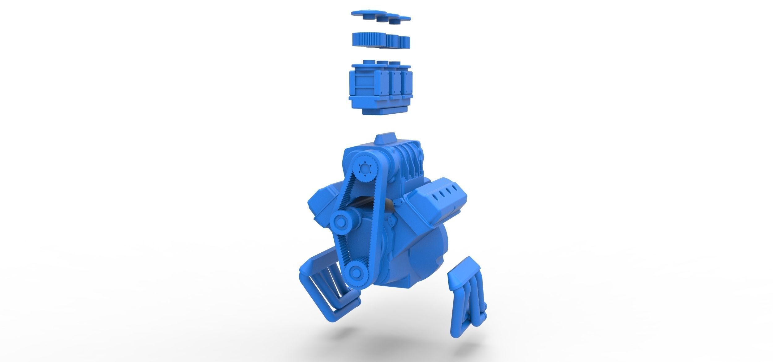 Engine V8 for vintage Monster truck Scale 1 to 25 3D print model_15