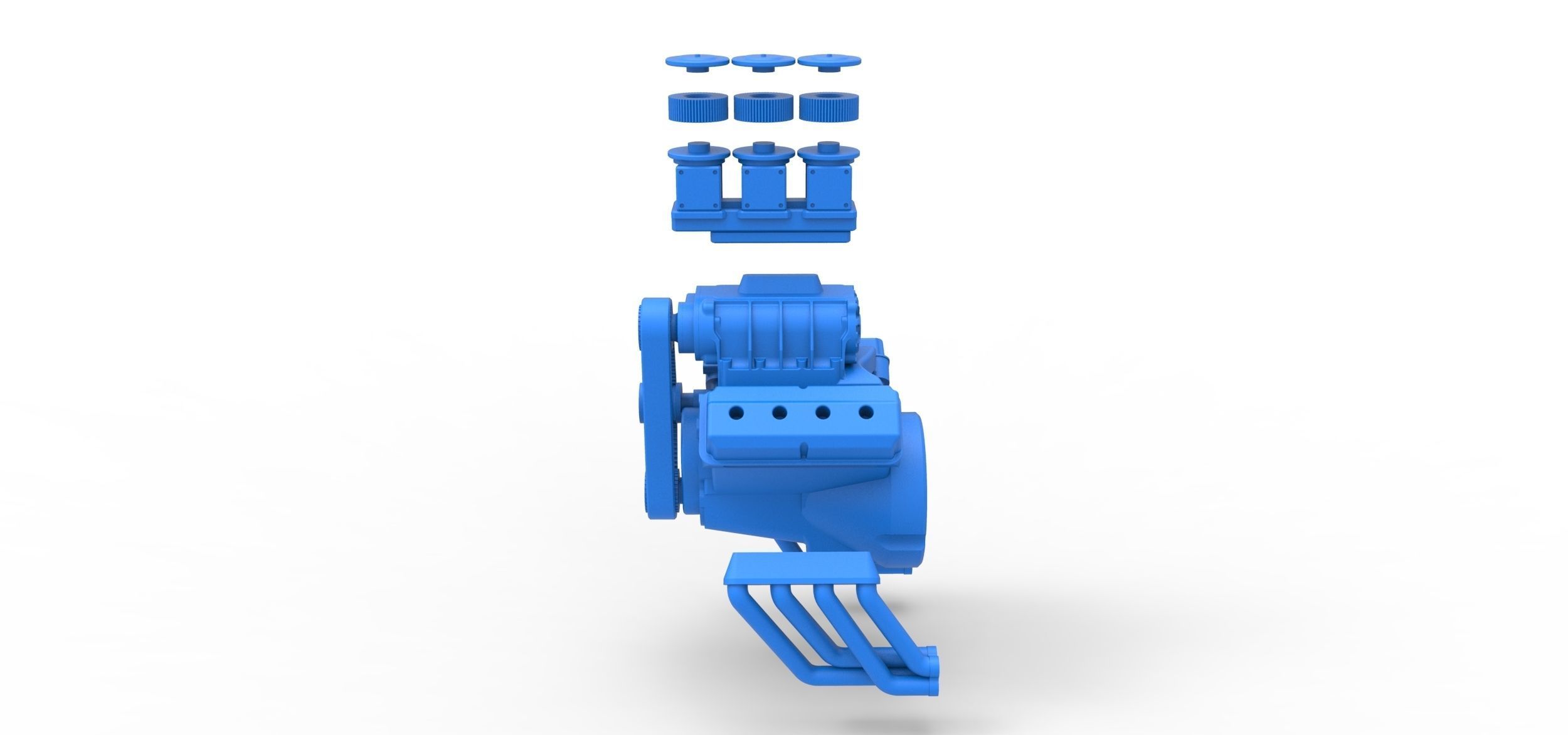 Engine V8 for vintage Monster truck Scale 1 to 25 3D print model_16