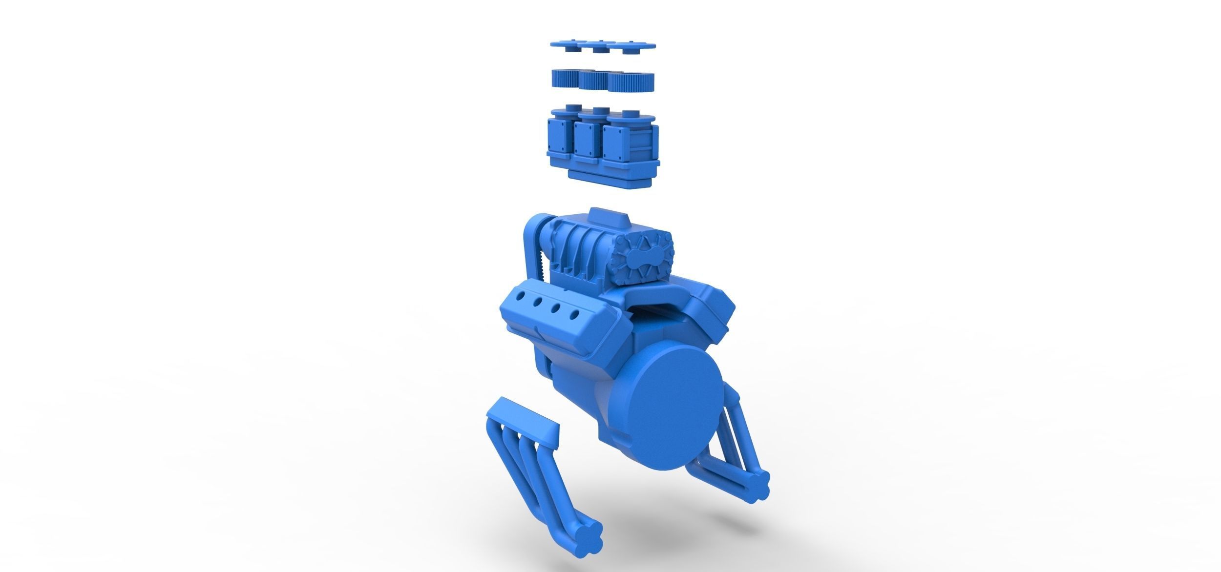 Engine V8 for vintage Monster truck Scale 1 to 25 3D print model_17