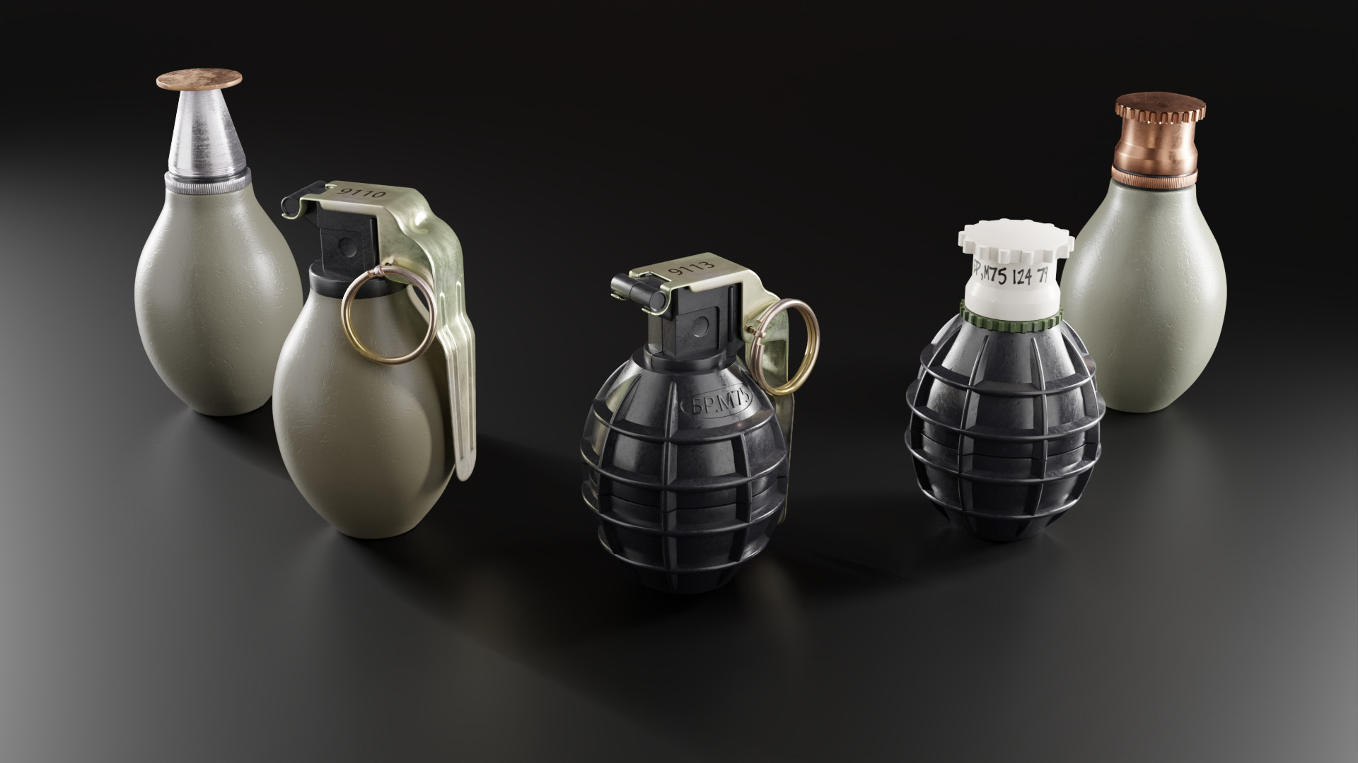 Yugoslav Hand Grenade Pack Low-poly 3D model_5