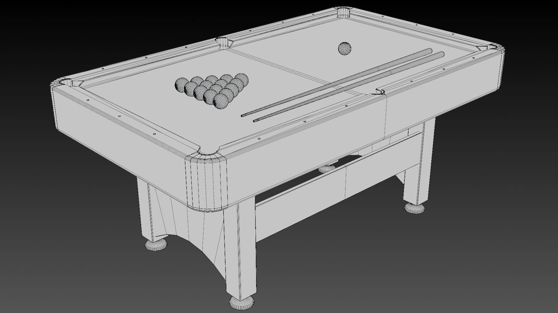 6ft Pool Table Low-poly 3D model_8