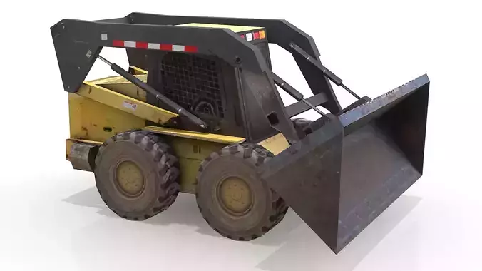 Low Poly 3D Model of Skid-Steer Loader Excavator