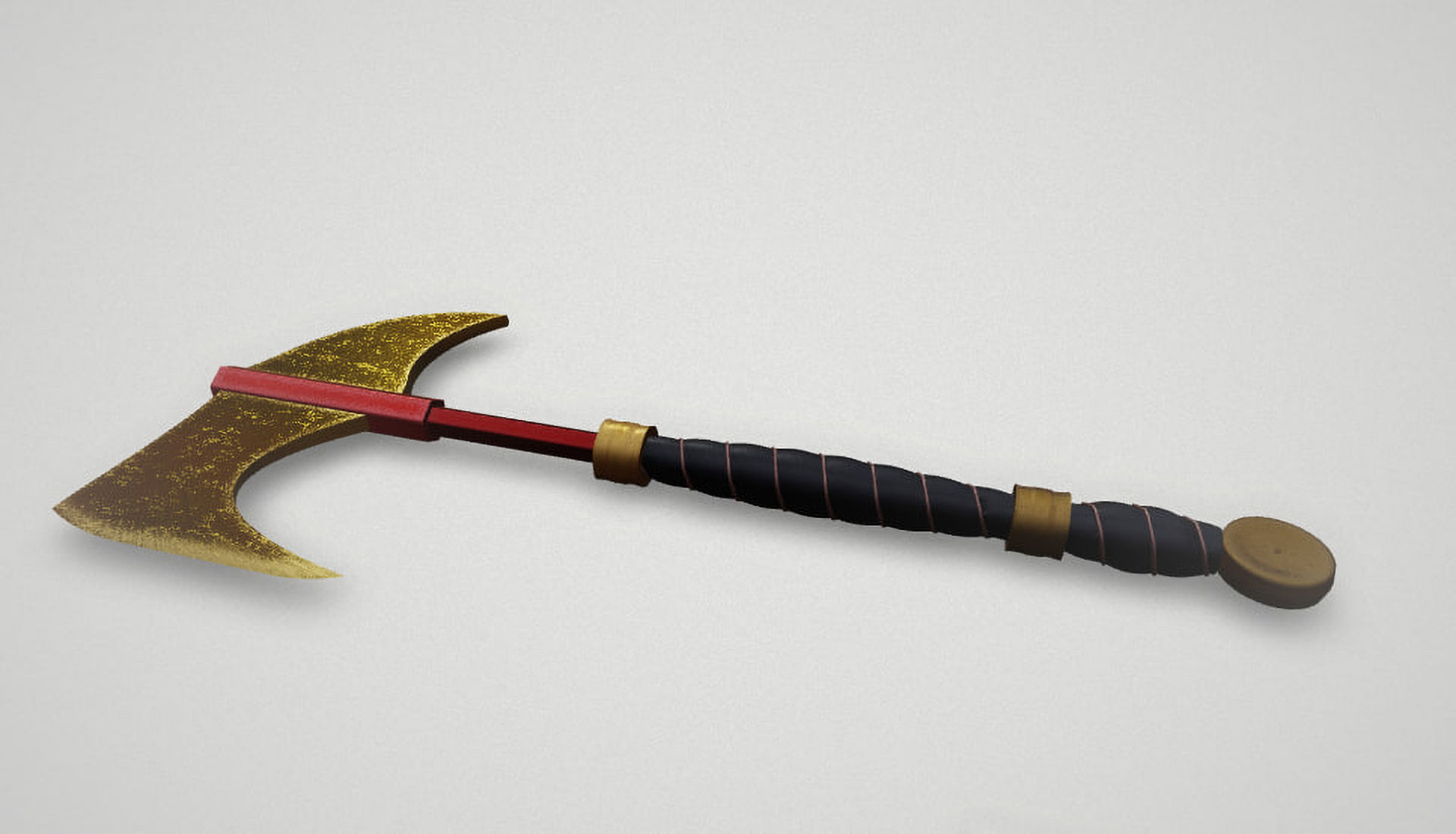 Game asset Elegant Golden Warriors Axe 3D model_1