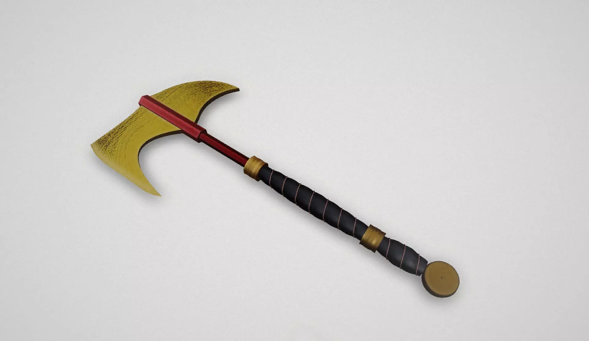 Game asset Elegant Golden Warriors Axe 3D model_0