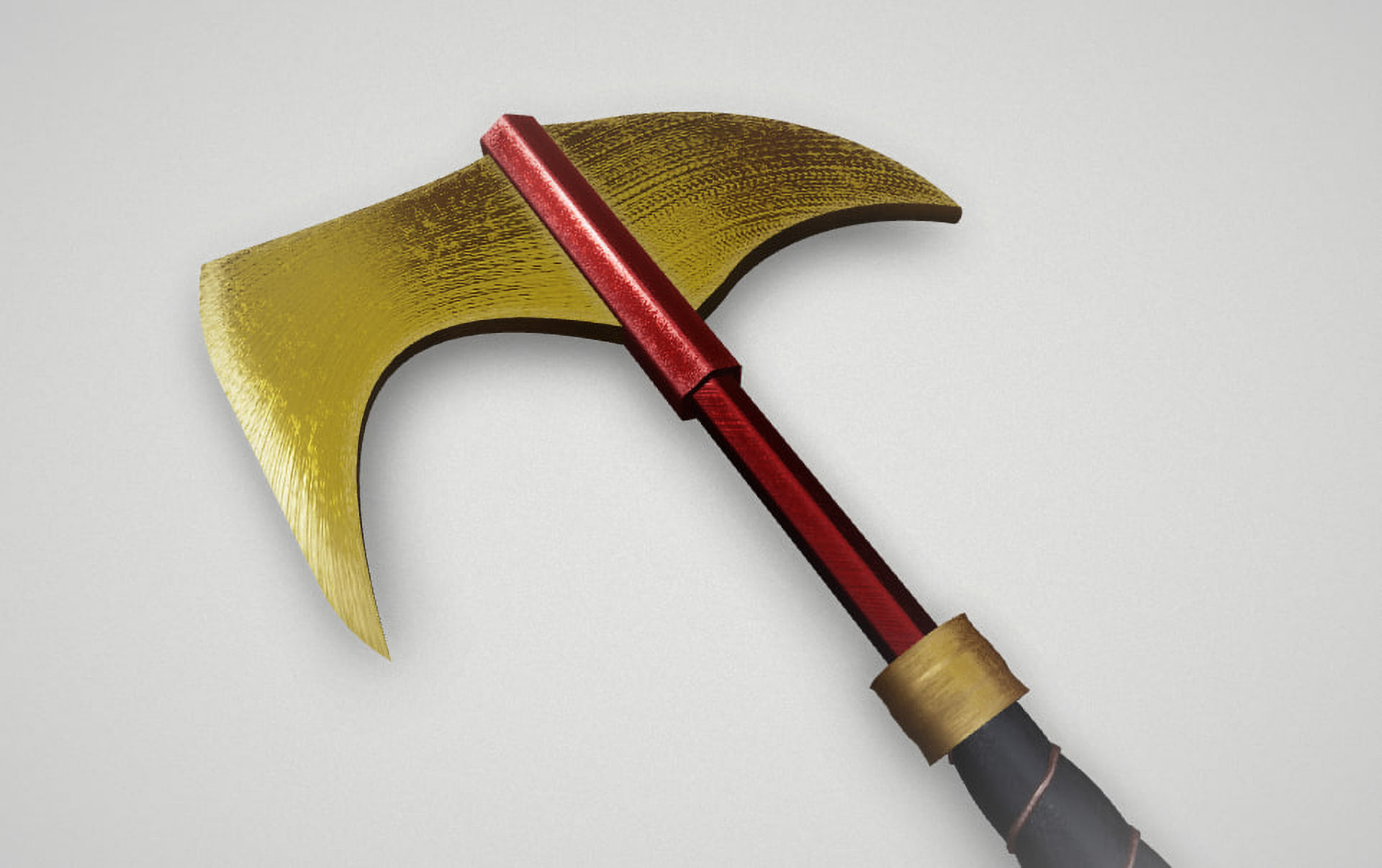 Game asset Elegant Golden Warriors Axe 3D model_2