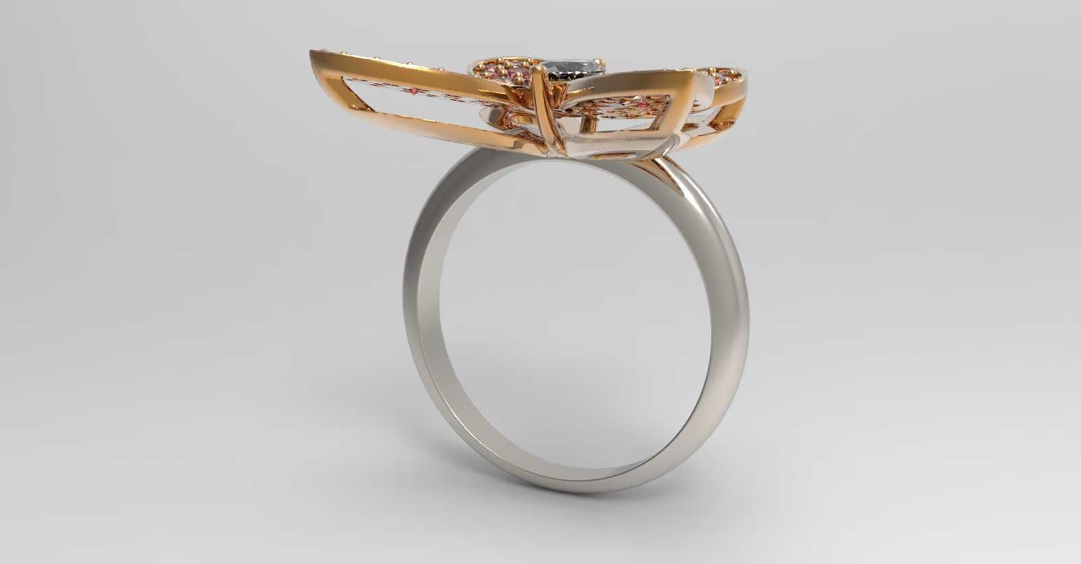 Butterfly ring 3D print model_2