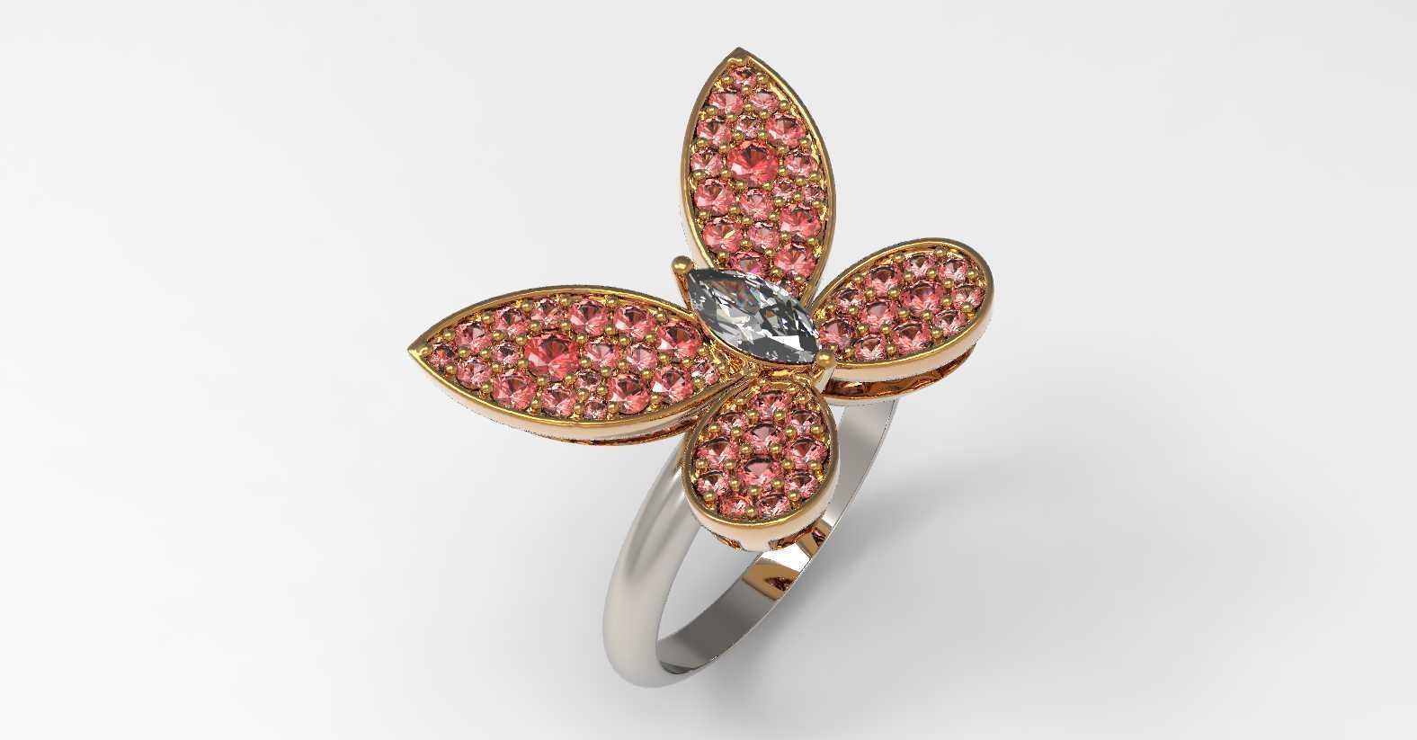 Butterfly ring 3D print model_4