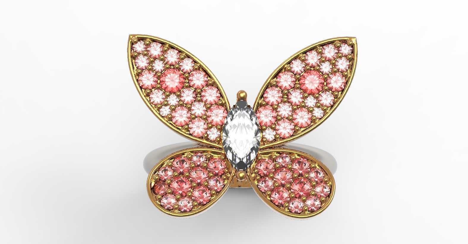 Butterfly ring 3D print model_5