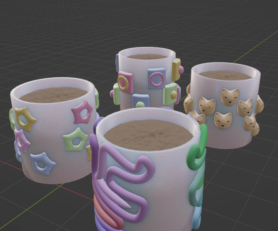 designed clay pots pack Low-poly 3D model_9