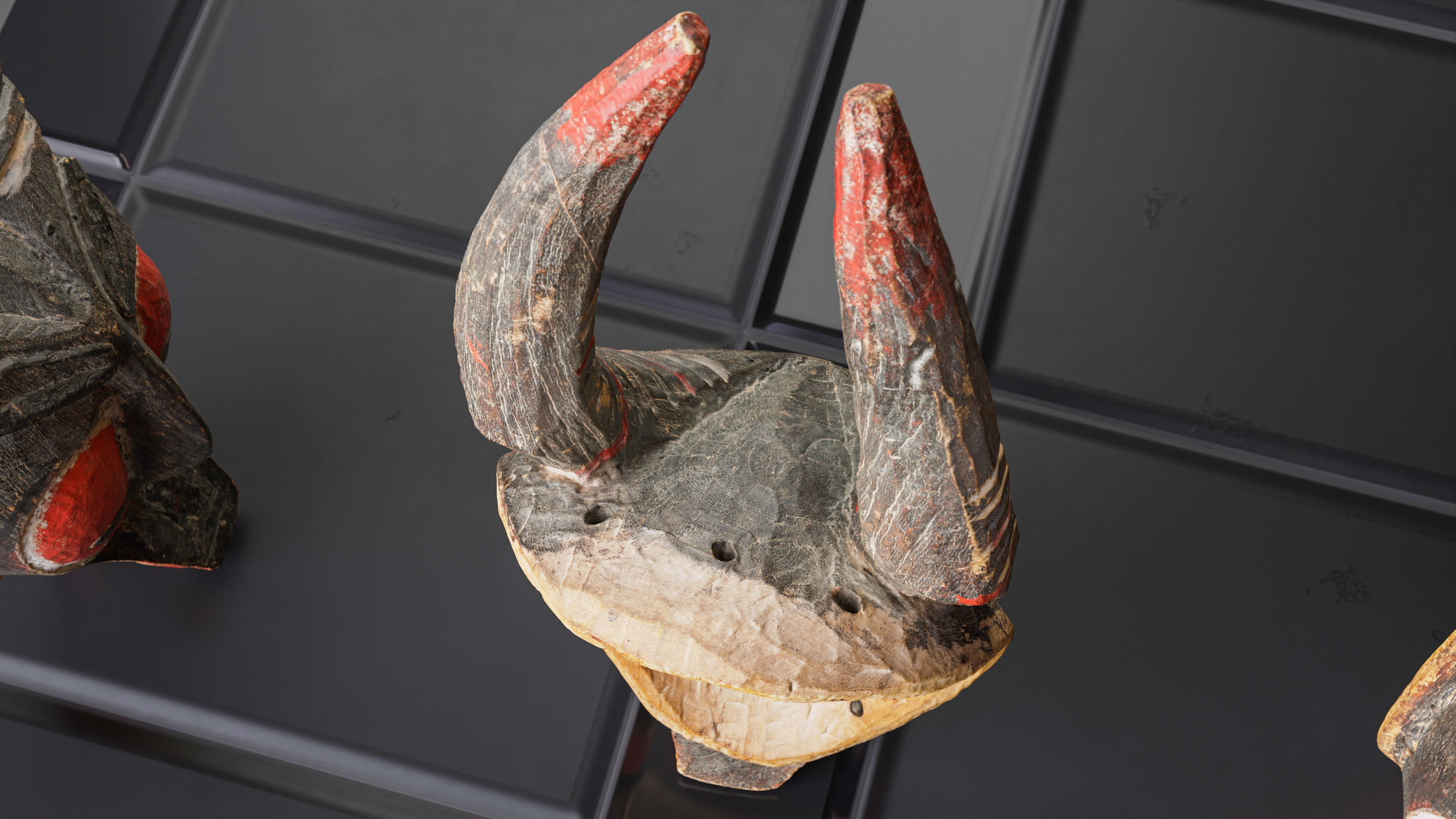 Handmade old african animal mask - 01 3D model_5