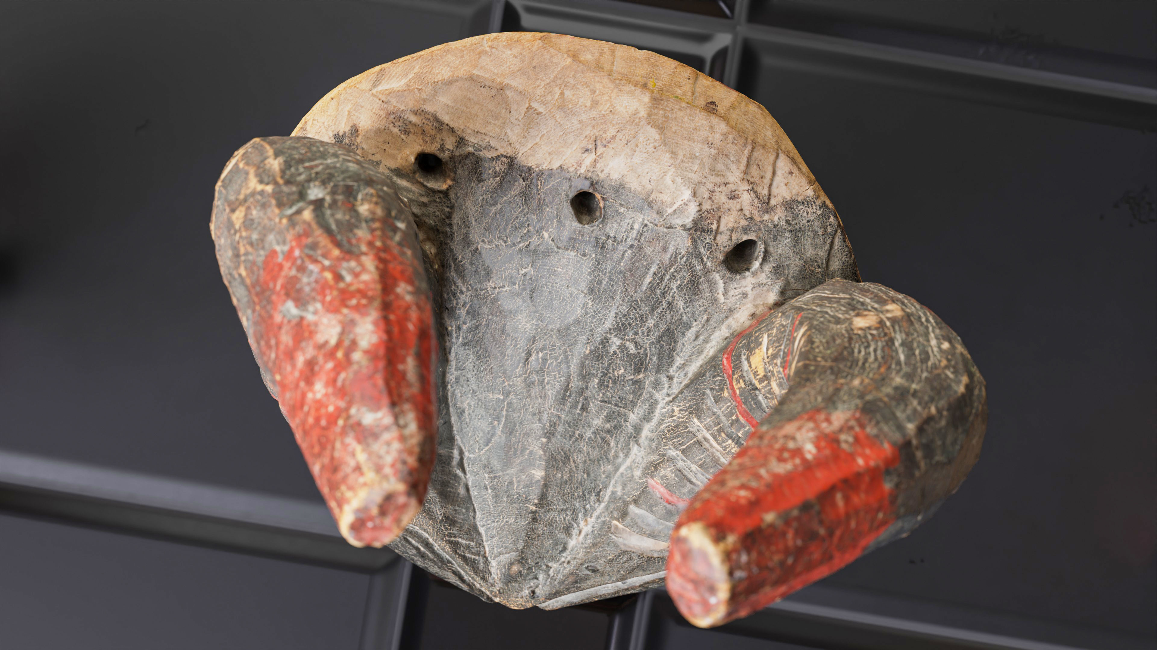 Handmade old african animal mask - 01 3D model_2