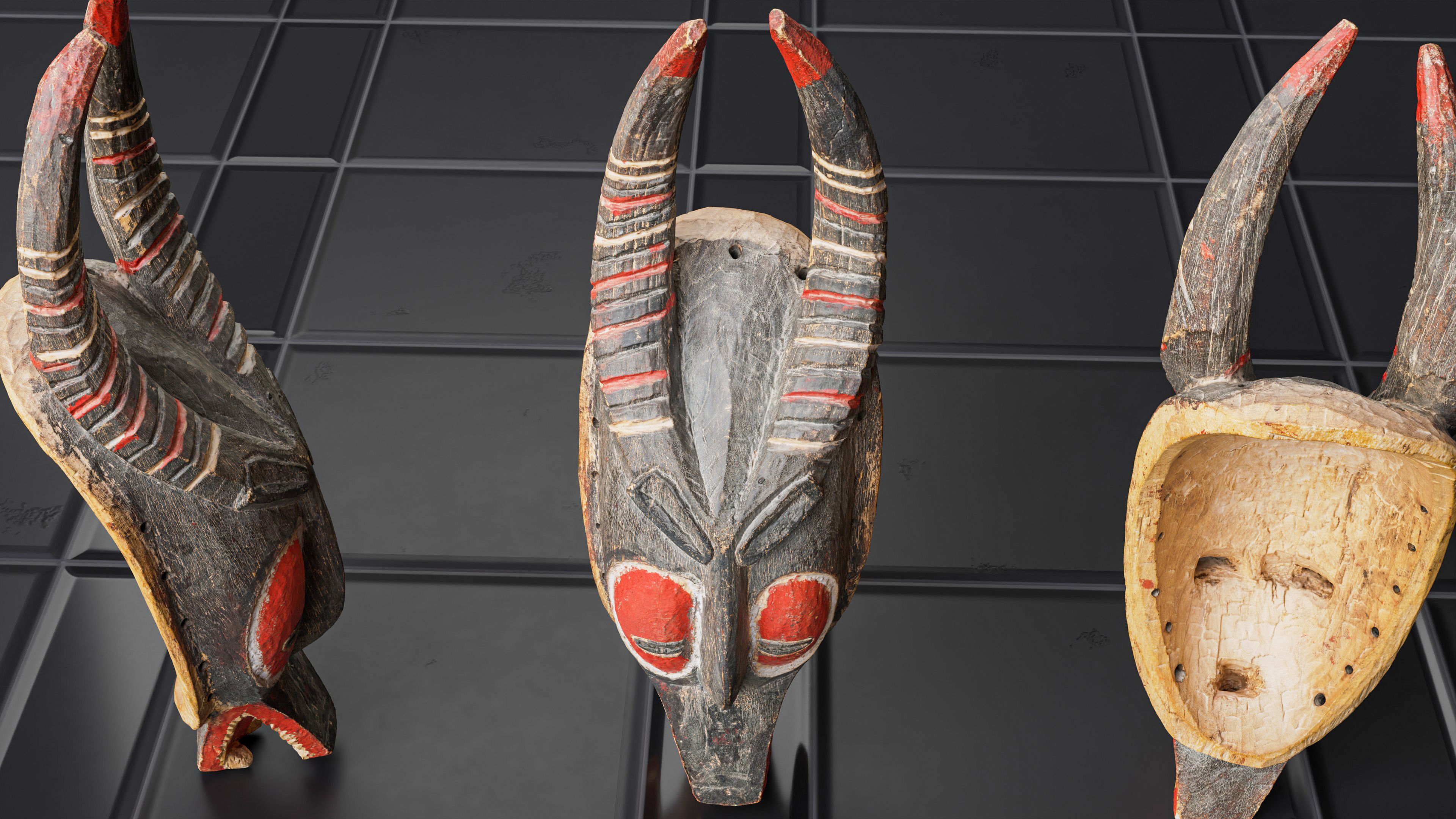 Handmade old african animal mask - 01 3D model_1