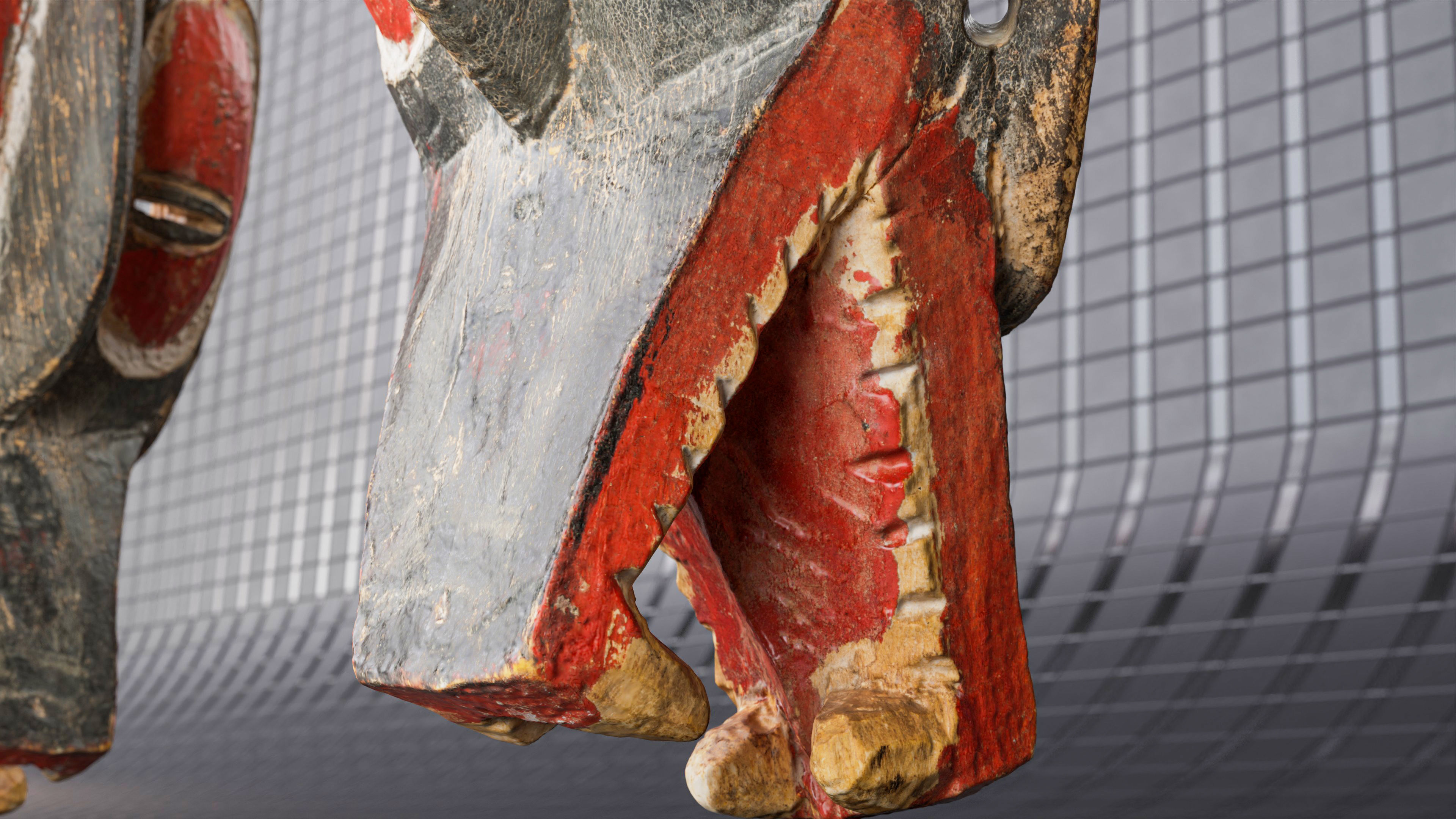 Handmade old african animal mask - 01 3D model_8