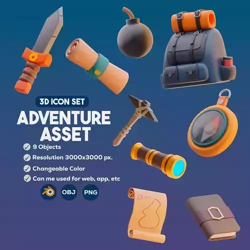 NINE ADVENTURE ICONS FOR YOUR GAME AND UI PROJECTS