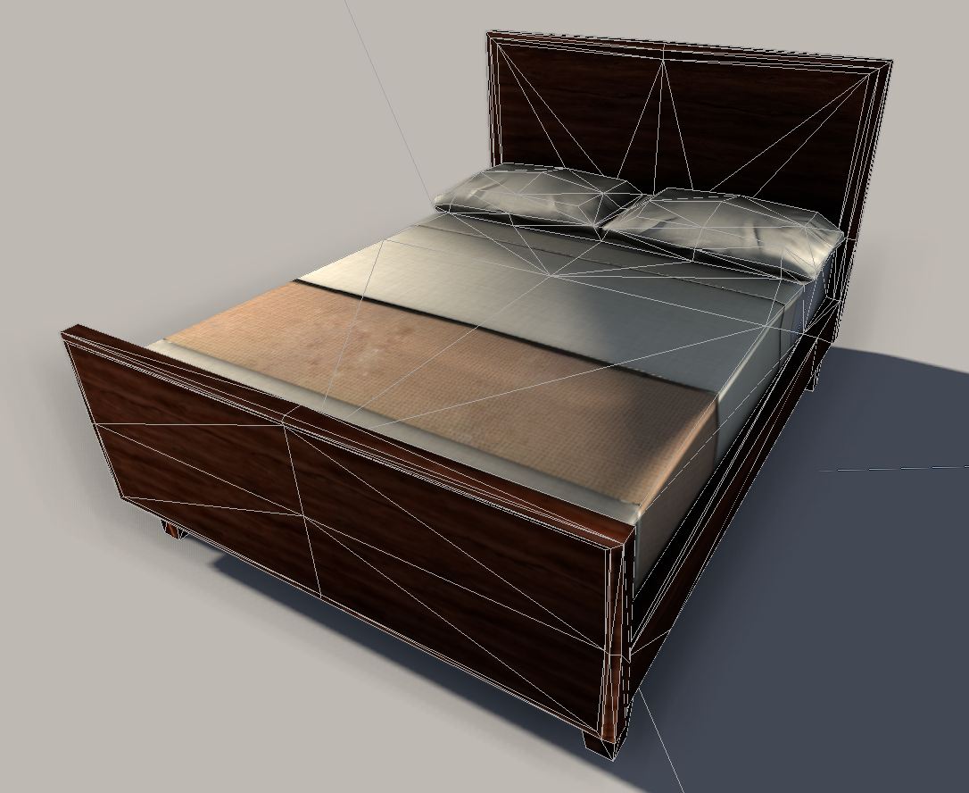 Low-Poly Queen Size Bed Low-poly 3D model_4