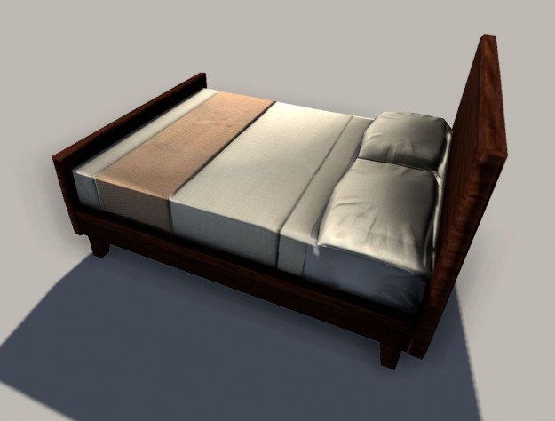 Low-Poly Queen Size Bed Low-poly 3D model_1