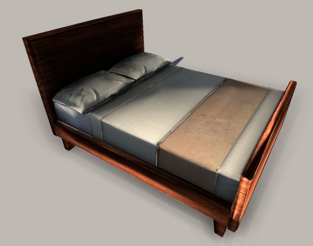 Low-Poly Queen Size Bed Low-poly 3D model_2