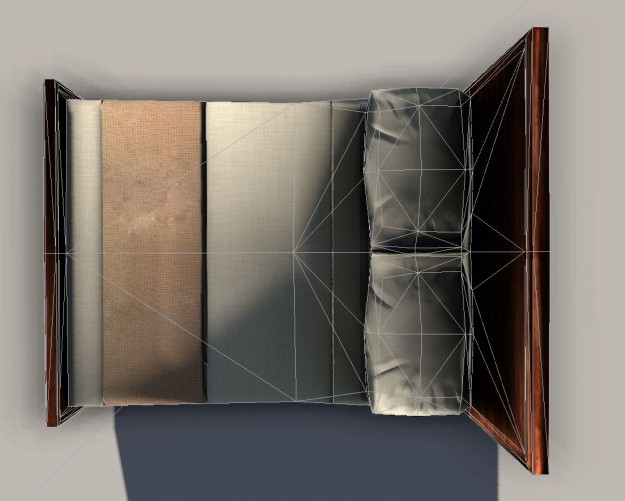 Low-Poly Queen Size Bed Low-poly 3D model_3