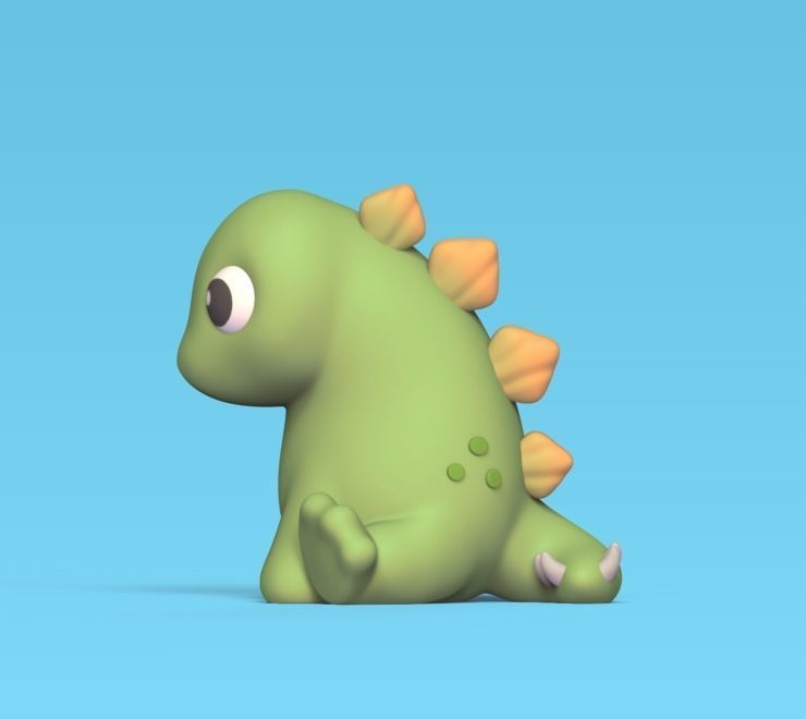 Sitting Dinosaur Stegosaurus 3D print model_2