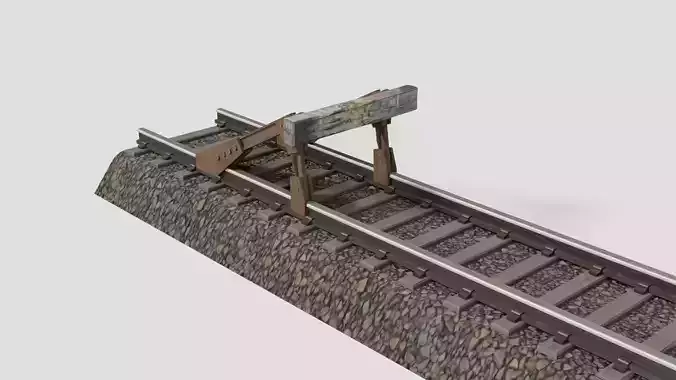 Wornrailway buffer Low-poly 3D model