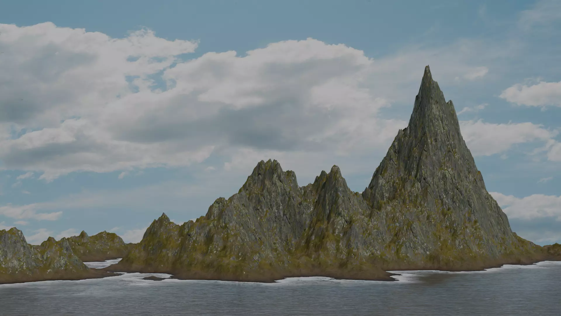 Landscape island with mountain 3D model