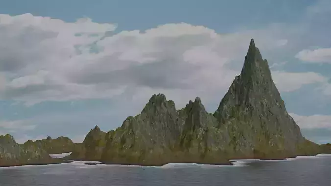 Landscape island with mountain 3D model