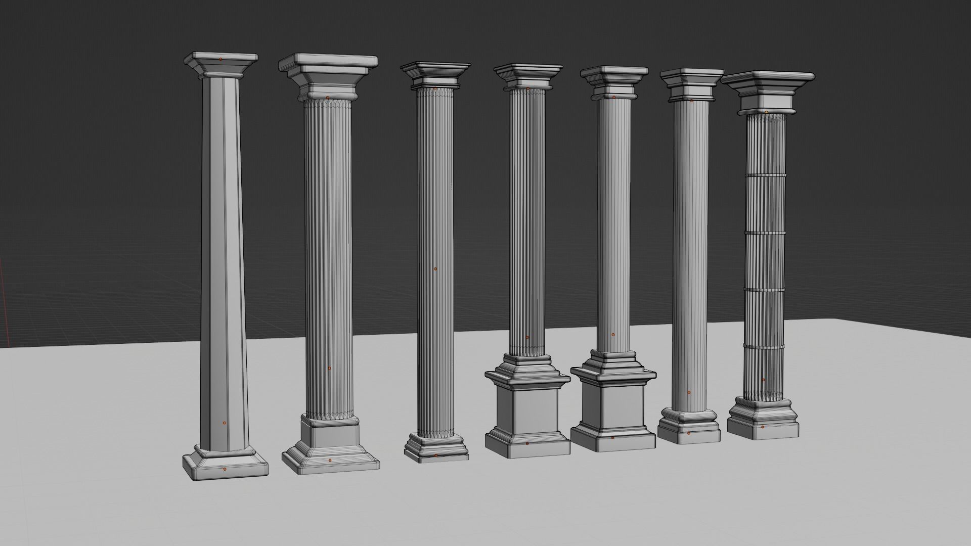Stone Pillars Low-poly 3D model_2