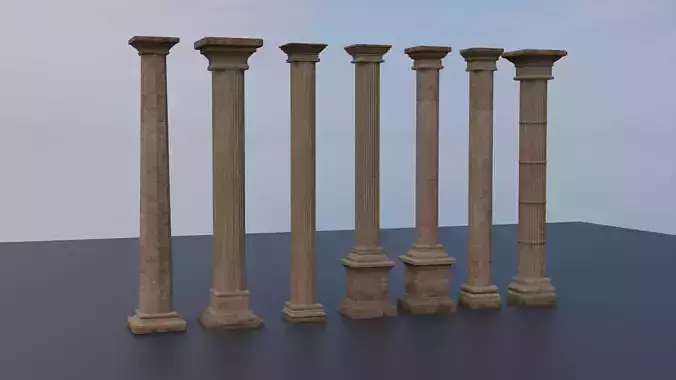 Stone Pillars Low-poly 3D model