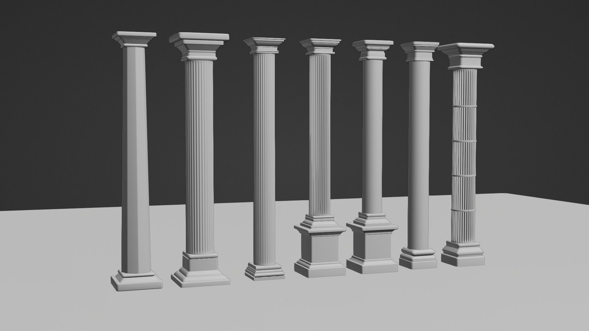 Stone Pillars Low-poly 3D model_1