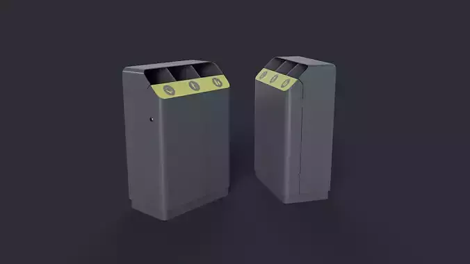 Street Trash Can 27 PBR Game Ready Low-poly 3D model