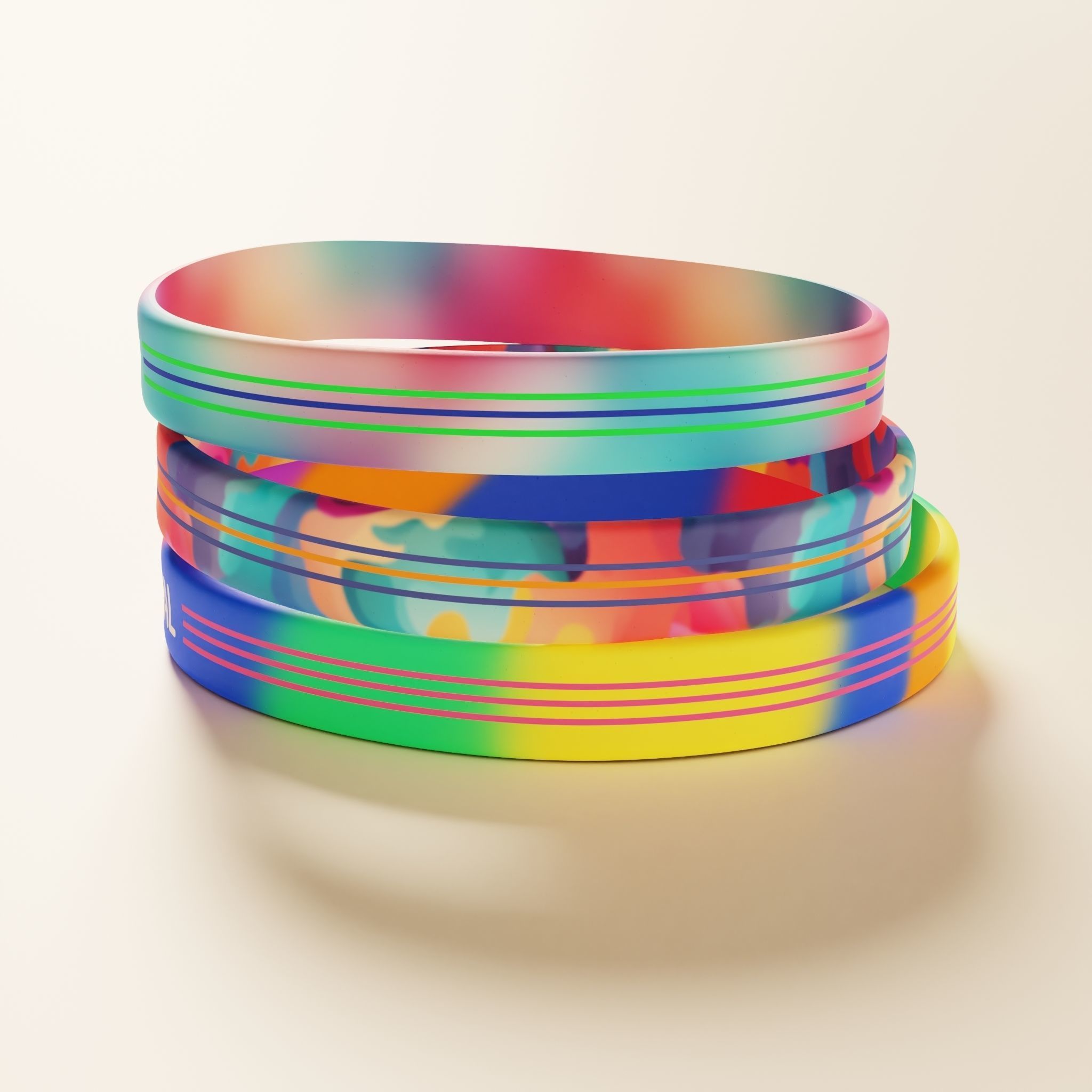 Silicone Wristband Low-poly 3D model_4