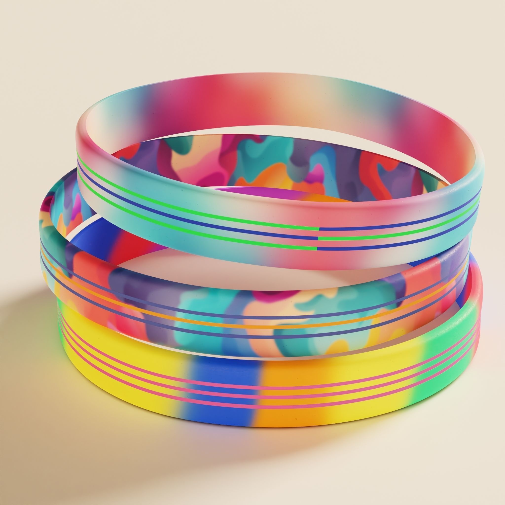 Silicone Wristband Low-poly 3D model_3