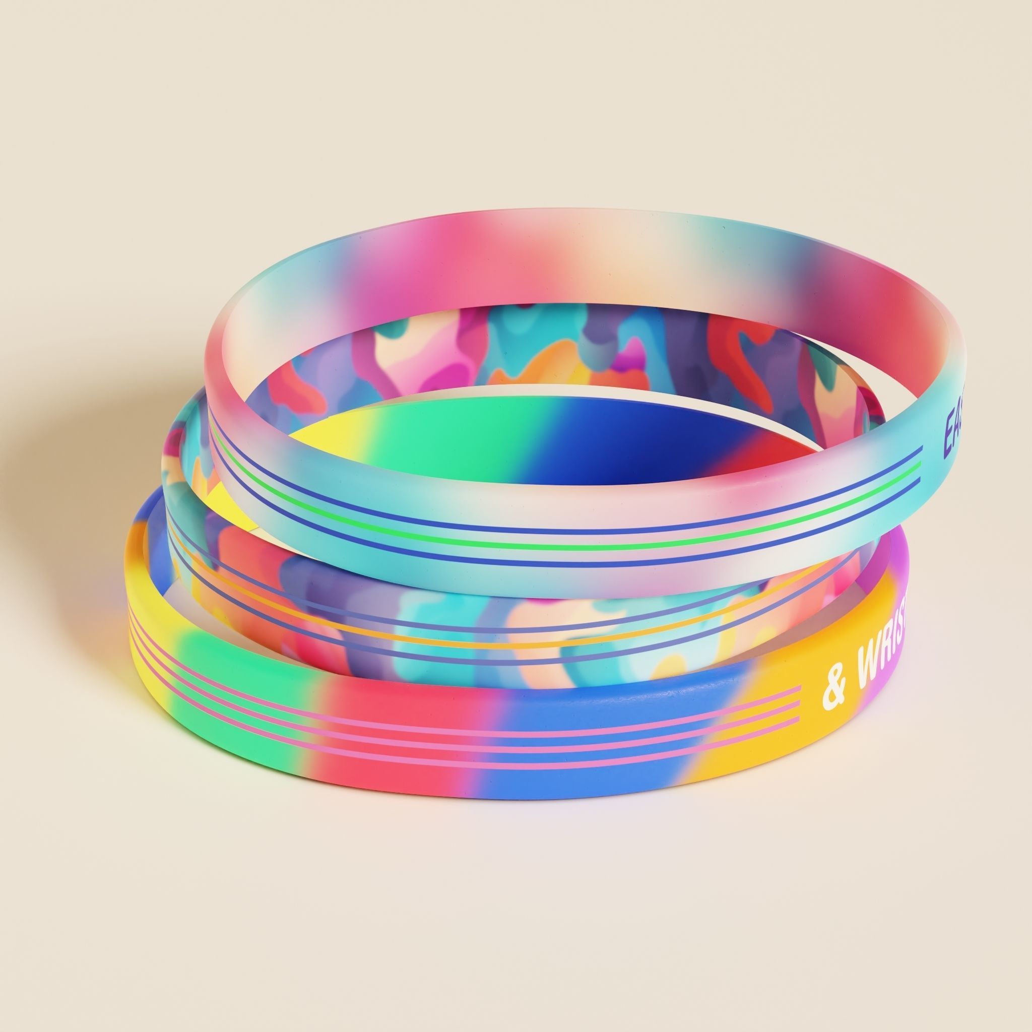 Silicone Wristband Low-poly 3D model_2