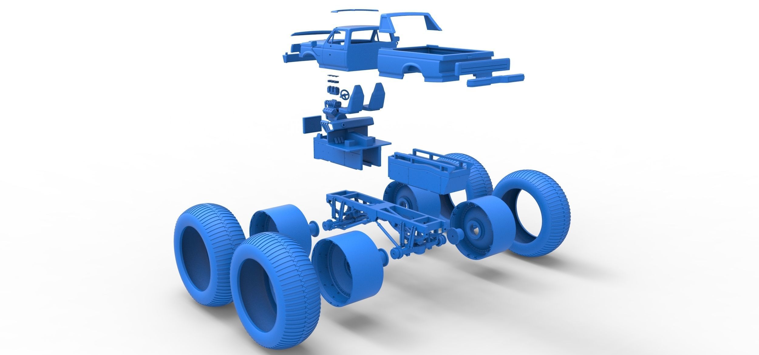 Vintage Monster Truck Scale 1 to 25 3D print model_40