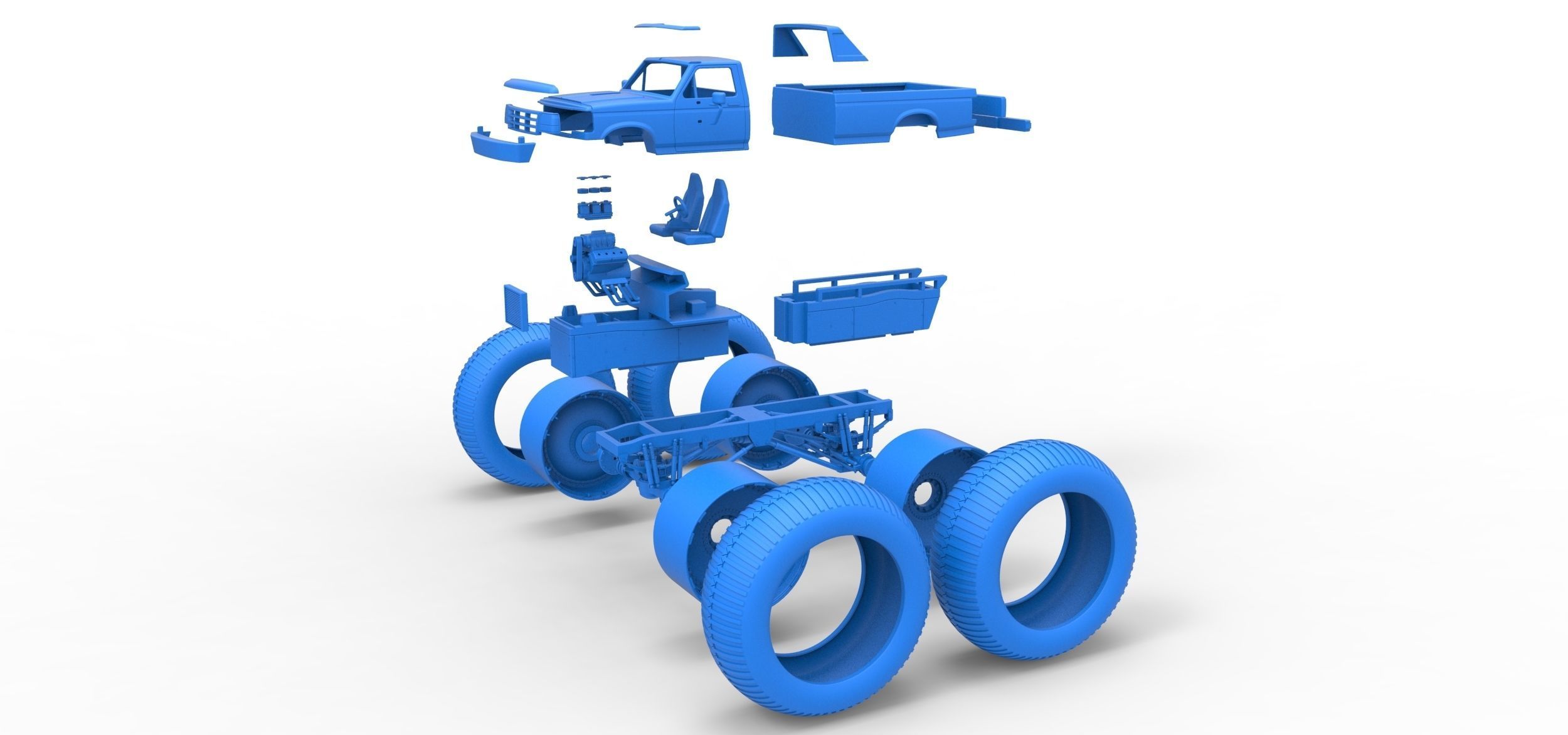 Vintage Monster Truck Scale 1 to 25 3D print model_33