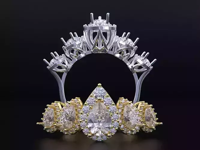 Five Stone Pear Diamond Ring